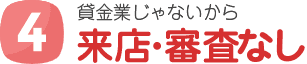 4 貸金業じゃないから 来店・審査なし
